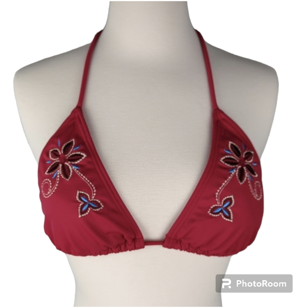 Malibu Dream Girl String Bikini Top with Embroidery L